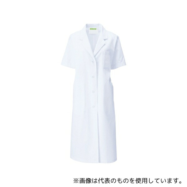 KAZEN 122-30 L レディス診察衣S型 半袖 白 L