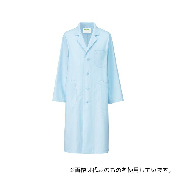 KAZEN 250-91 LL メンズ診察衣S型長袖 サックス LL