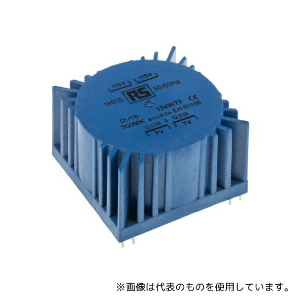RS Pro 124-3873 トロイダルトランス 1次 2x115V 2次 2x7V 電力 25VA スルーホール