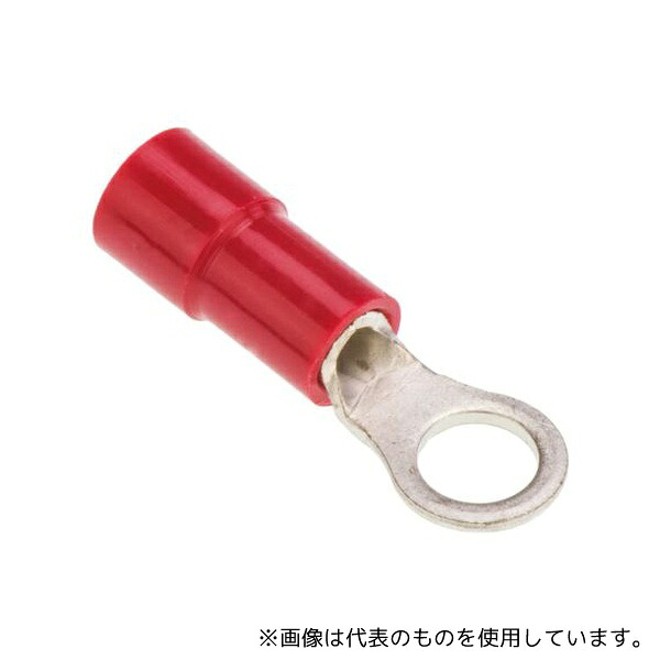 RS Pro 613-9249 絶縁 丸形圧着端子 スタッド径 M4 赤 22AWG to 16AWG 1袋(100個入)