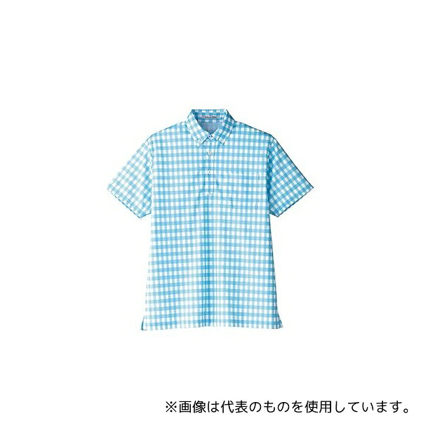 FACE FB4523U-7 L チェックプリントポロシャツ ブルー L