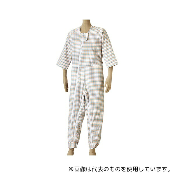 松本ナース産業 前開き介護ねまき WファスナーII型ホックカバー付 ツイル オレンジ LL