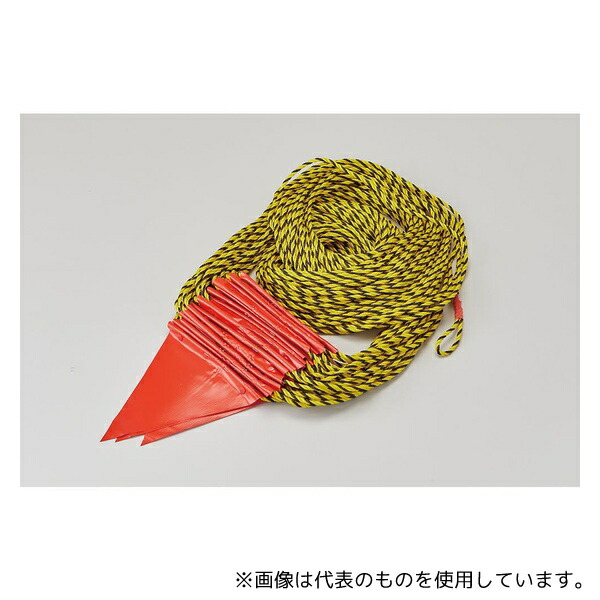 日本緑十字社 281200 三角旗付標識ロープ(トラロープ) 赤無地タイプ 200 7mmΦ×100m(300×260mm三角)