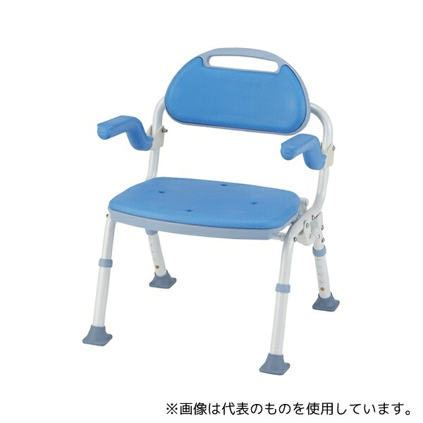 マキテック SBF-00BL 折りたたみシャワーベンチSOFTEK(ソフテック) 肘掛け・背付き ブルー