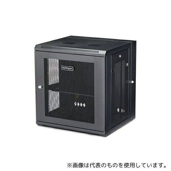 StarTech.com RK12WALHM 19インチ サーバーラック/12U/4ポスト/壁掛けタイプ/取付奥行5cm-41cm/ロック付きラックキャビネット/通気スリット・メッシュ/180度ヒンジ