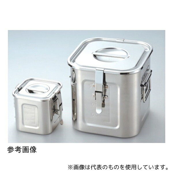 赤川器物製作所 18cm AG 18-8目盛付パッキン・フック付 角キッチンポット 約5.3L