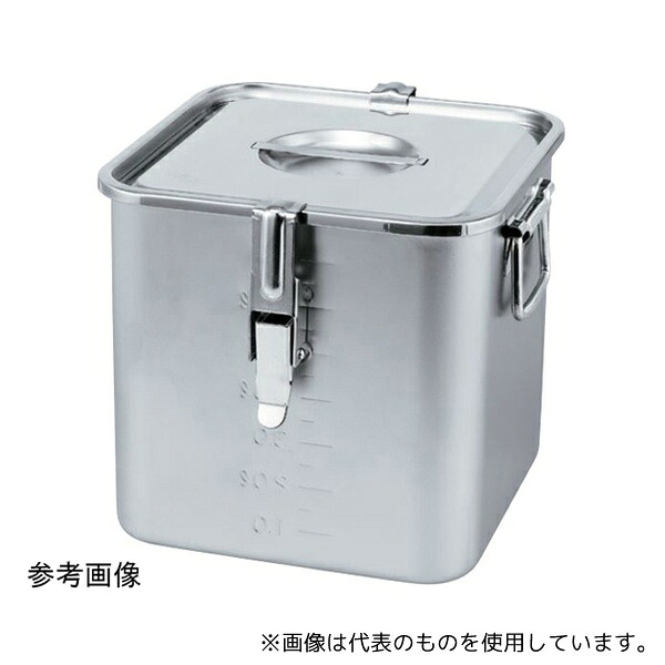スギコ産業 SH-4224D-PF(手付) 18-8 目盛付パッキン・フック付 角キッチンポット(フタ付) 14.0L