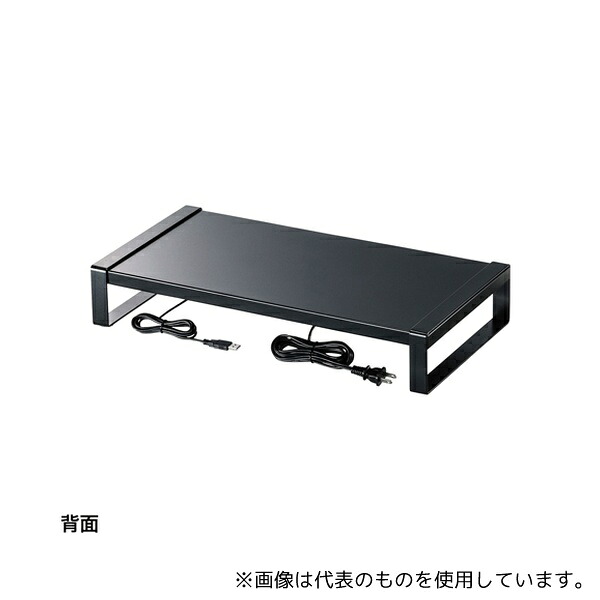 サンワサプライ MR-LC204BKN 電源タップ+USBハブ付き机上ラック(W500) ブラック