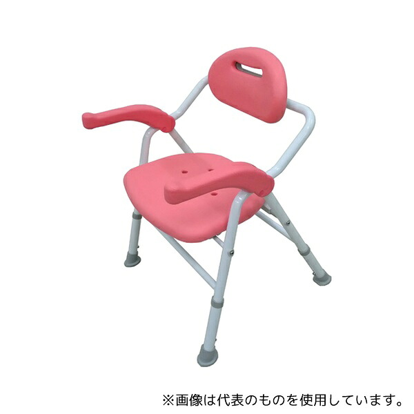 美和商事 BF-01E-PK 折りたたみシャワーチェア 角型座面 ピンク