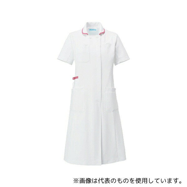 KAZEN 990-13 ワンピース半袖 ホワイト×ピンク M