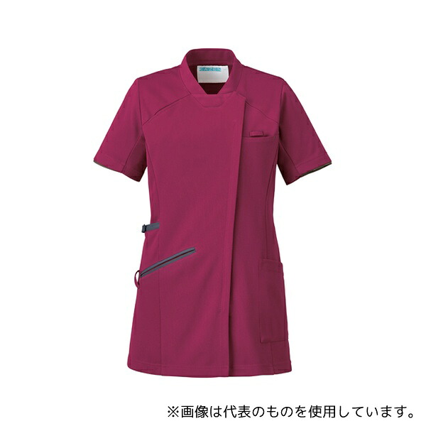KAZEN 985-45 レディスチュニックジャケット半袖 プラム×グレー 3L