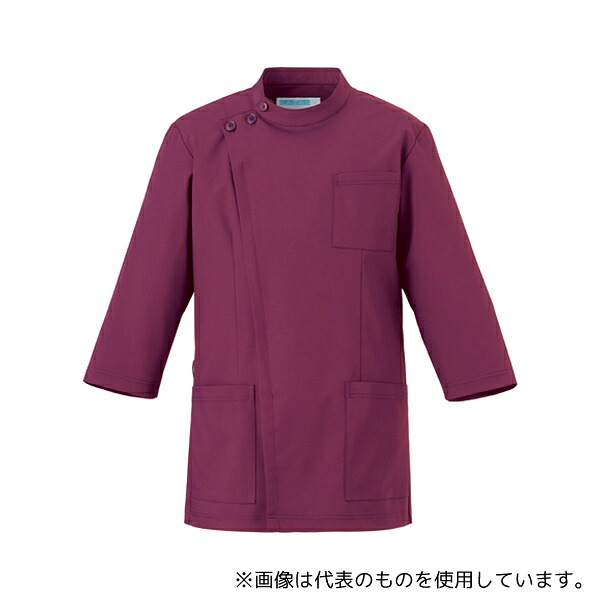 KAZEN 763-45 ジャケット七分袖男女兼用 ワイン S