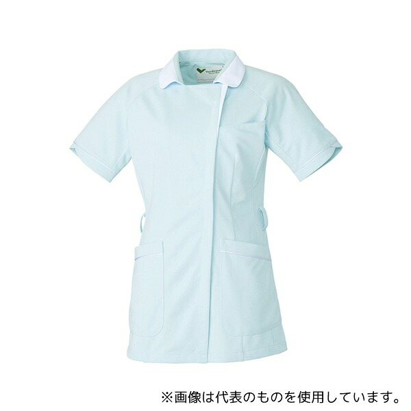 ミドリ安全 VEM243-UE-S 作業服 メディカルウェア ベルデクセル 女性用チュニック VEM243上 サックス×ホワイト Sサイズ