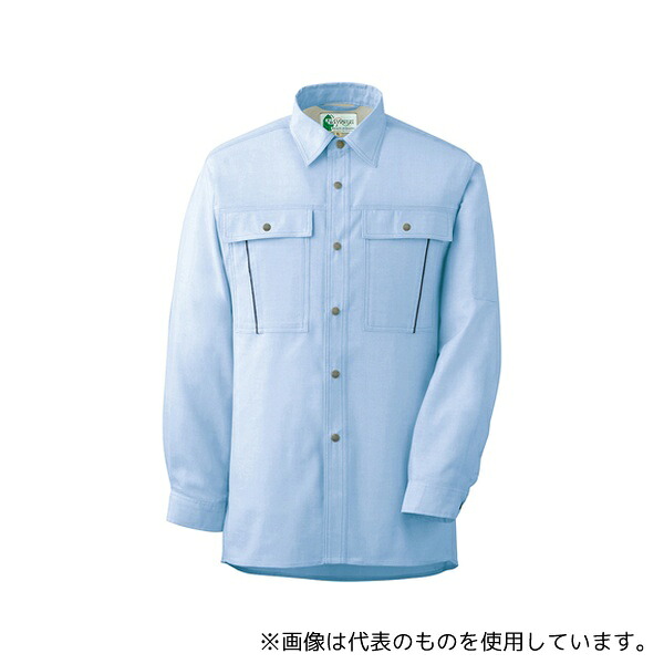 ミドリ安全 RCS2603-UE-LL 通年作業服 帯電防止JIS適合 エコマーク認定品 男女ペア長袖シャツ RCS2603上 ブルー LLサイズ