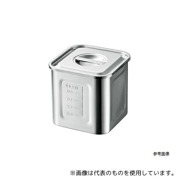 赤川器物製作所 15cm 18-8 目盛付深型角キッチンポット 3.1L 手無