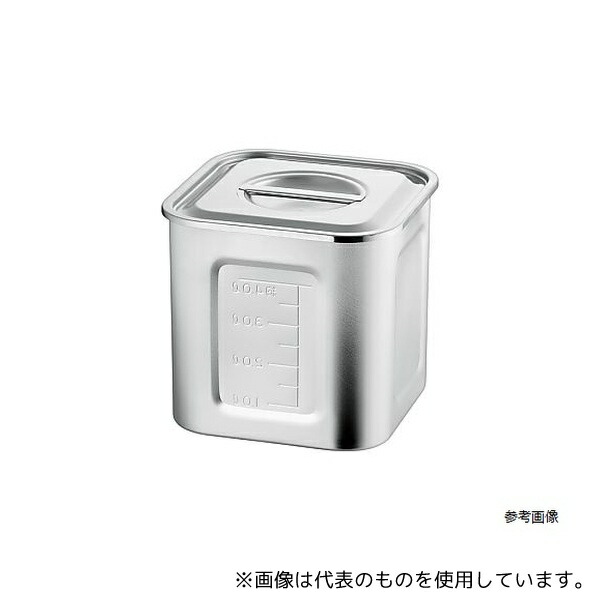 赤川器物製作所 15cm 21-0 目盛付 深型角キッチンポット 3.1L 手無