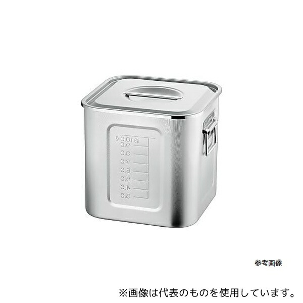 赤川器物製作所 24cm 21-0 目盛付 深型角キッチンポット 12.6L 手付