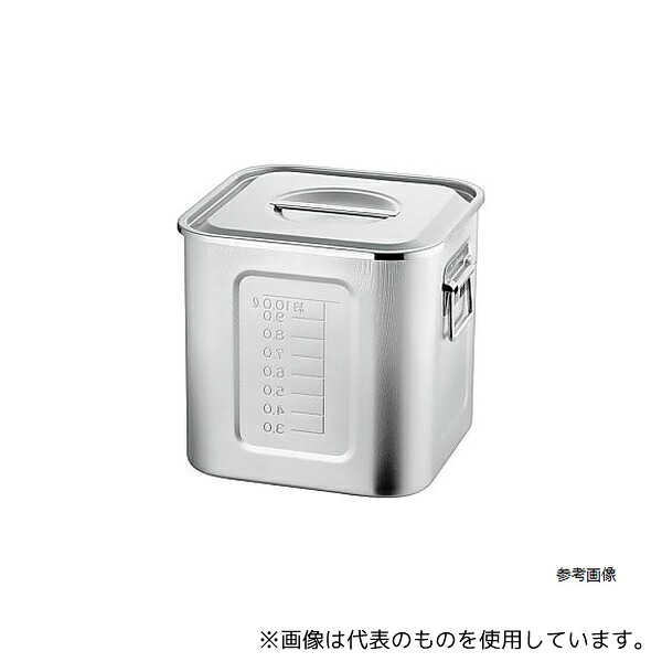 赤川器物製作所 27cm 21-0 目盛付 深型角キッチンポット 18L 手付