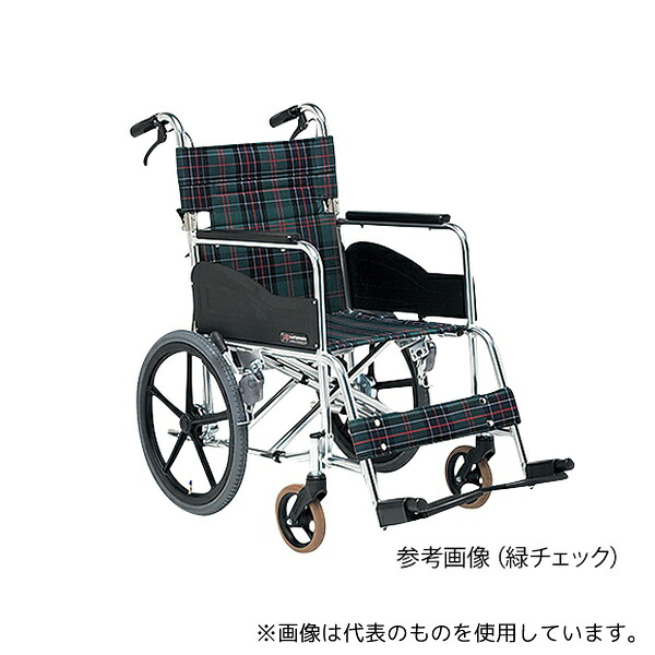 松永製作所(車椅子・介護用品) AR-301 400S2 車いす (介助式/アルミ製/背折れタイプ/緑チェック)