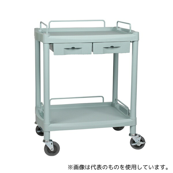 アズワン Y201G プラスチックワゴン2段 引出し2個付き 655&times;455&times;825mm｜セミプロＤＩＹ店ファースト