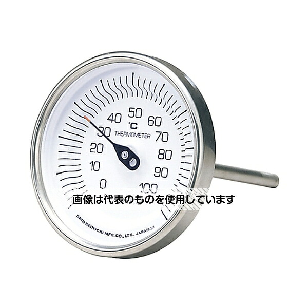 佐藤計量器製作所 バイメタル式温度計 -30～50℃　100L BM-T-90S 1個