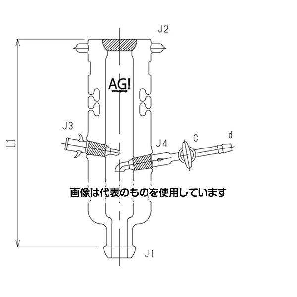 旭製作所 フィードアダプター ガラスコック メッキ付 70/50 250mm 3580-K-P 入数：1個