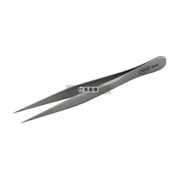 YDM DB28S マイクロピンセット 直 無鈎 溝付き 110mm