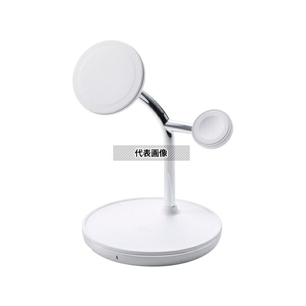 エレコム W-MS07WH ワイヤレス充電器 スタンド型 マグネット対応 3in1 15W MfM認証 Apple Watch高速モジュール MfA認証 ホワイト