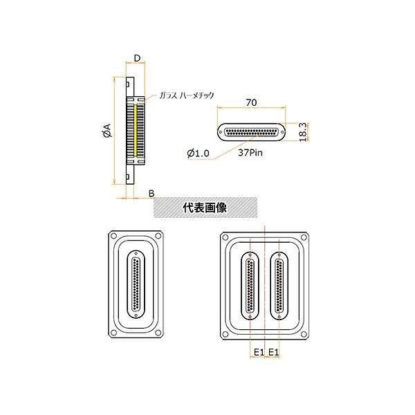 コスモ・テック(真空) RTMD372 多ピン D-Sub 37 PIN + 37 PIN 110X91 パネルマウント