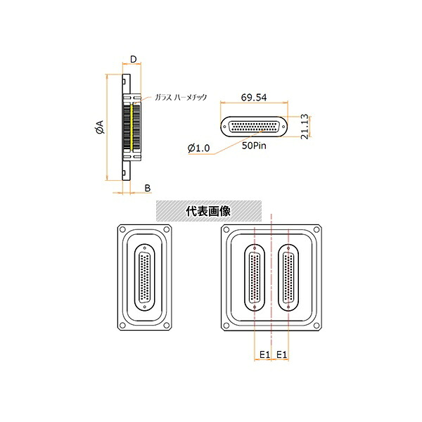 コスモ・テック(真空) RTMD502 多ピン D-Sub 50 PIN + 50 PIN 110X104 パネルマウント
