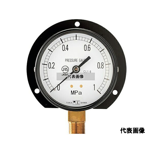 高島計器 1013010 一般圧力計(B枠立型・φ60) 圧力レンジ0.0～0.1MPa G1/4【1013010】