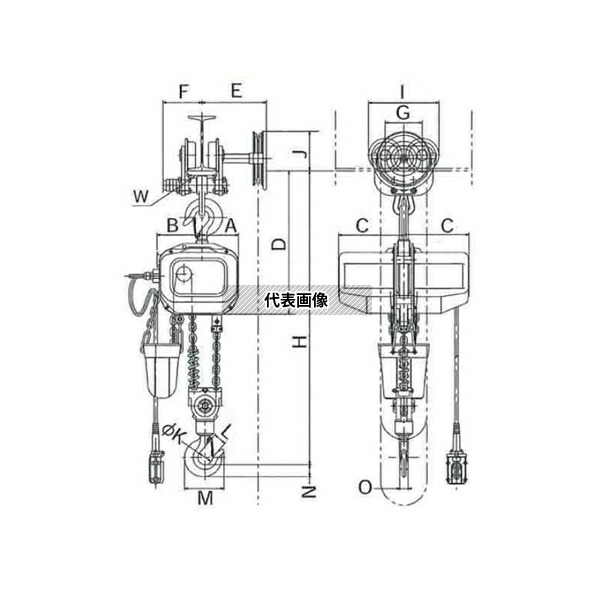 象印チェンブロック FB43G-2-6M2テン200V (F43G-02060) 2速電気チェーンブロック(過負荷防止付) 定格荷重(t):2