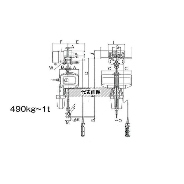 象印チェンブロック FB43M-0.9-6M4テン200V F43M-00960 電気チェーンブロック(過負荷防止付) 標準揚程(m):6