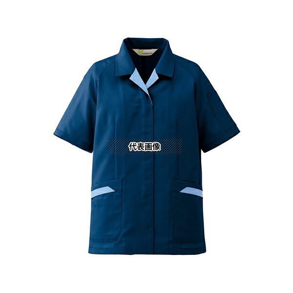 ミドリ安全 VELS77-UE-19 レディース春夏作業服 帯電防止JIS適合 IEC対応クリーンウェア ベルデクセル 半袖スモック ネイビー 19号