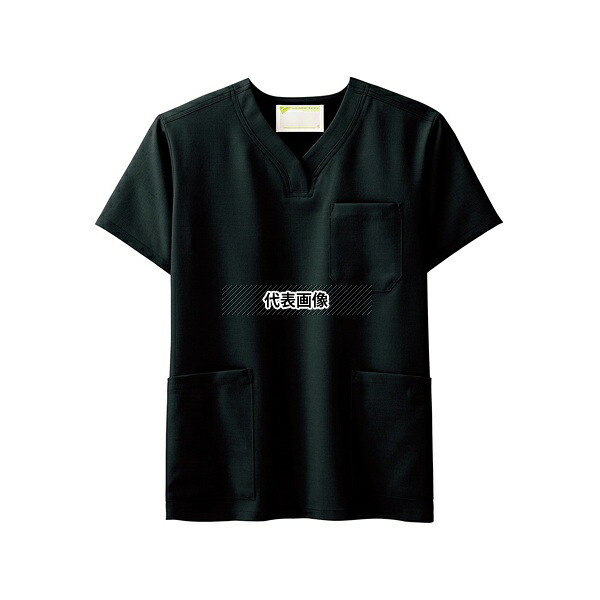 ミドリ安全 VEM1009-UE-3L 作業服 メディカルウェア ベルデクセルフレックス 男女兼用スクラブ VEM1009上 ブラック 3Lサイズ