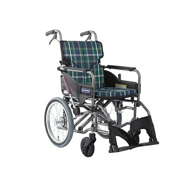 カワムラサイクル 車いす（アルミ製・背折れ式）　緑チェック　535×960×915mm KMD-A16-40-M A9 1台