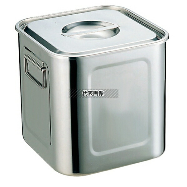 YUKIWA(三宝) UK 18-8(ステンレス) 角型 キッチンポット 21cm 手付 8.6L ストックポット/保存容器 No.0032000