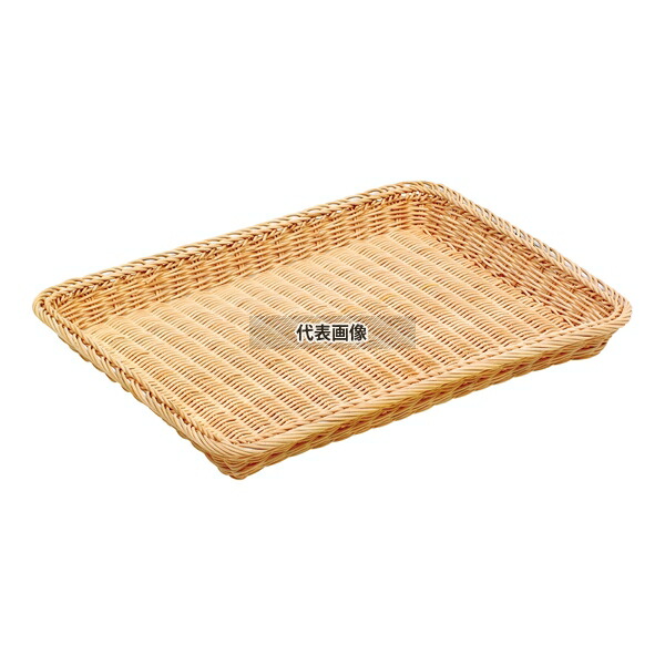 萬洋(MANYO) 籐製 浅型パンカゴ 42号 白 16-732W 420×295×H30mm カゴ No.0350900