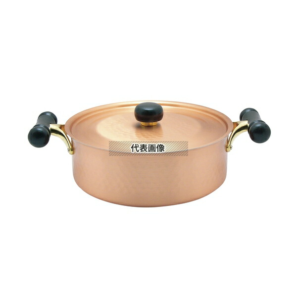 銅IHアンティック 浅型鍋 IH-104 24cm 3.4L 249×H85 鍋全般 No.3111200