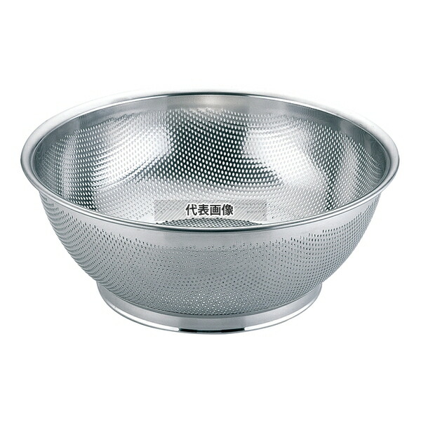 YUKIWA(三宝) UK 18-8(ステンレス) パンチング 浅型ザル 40cm φ425×H170 水切り/ザル No.7299800