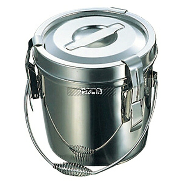 YUKIWA(三宝) 18-8(ステンレス) フック付 ダブル食缶 6L (シリコンパッキン) 6L φ235×H240 運搬/ケータリング No.7311110