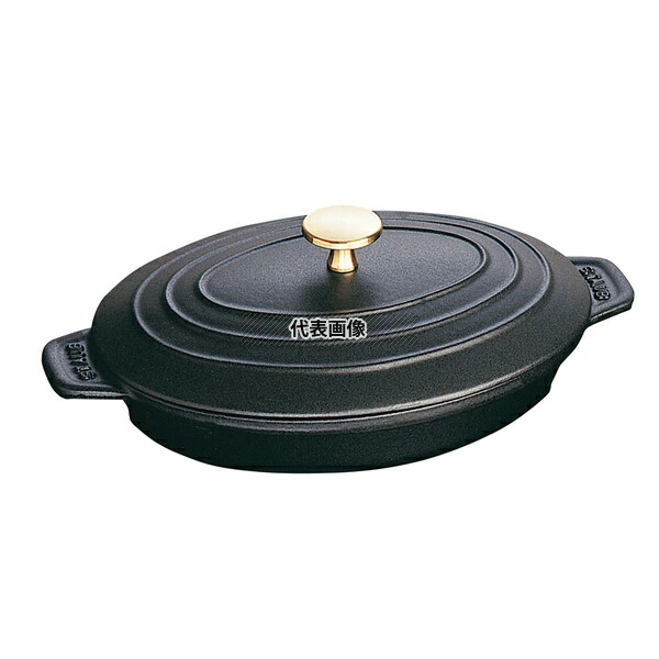 楽天市場】staub ストウブ オーバルプレート 23×17cm IH対応 黒