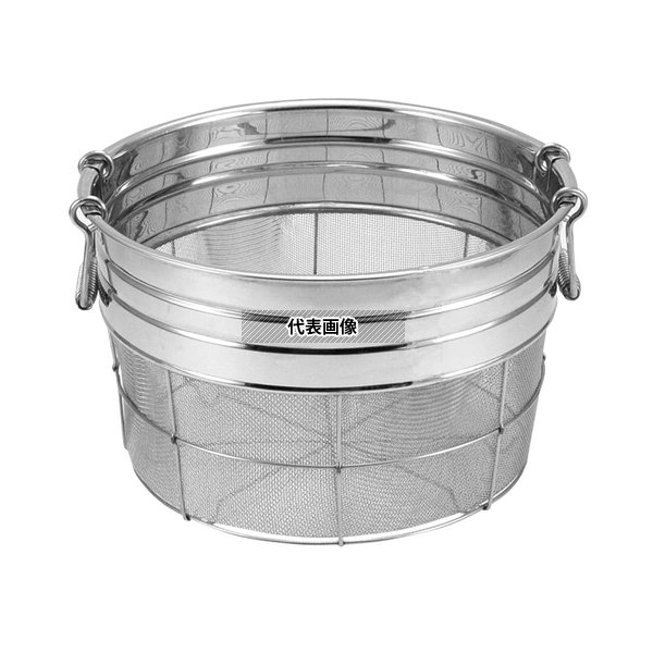 18-8 取手付 寸胴型 広巾ザル(ミゾ付)37.5cm No.0423500｜セミプロＤＩＹ店ファースト