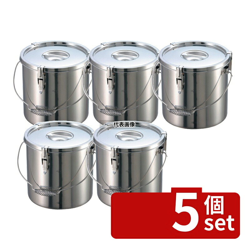 【5個セット】EBM(江部松) 18-8(ステンレス) パッキン寸胴鍋 (目盛付) 24cm 吊付 10L φ285 運搬/ケータリング No.0047800 | 業務用 厨房用品 なべ 鍋｜セミプロＤＩＹ店ファースト