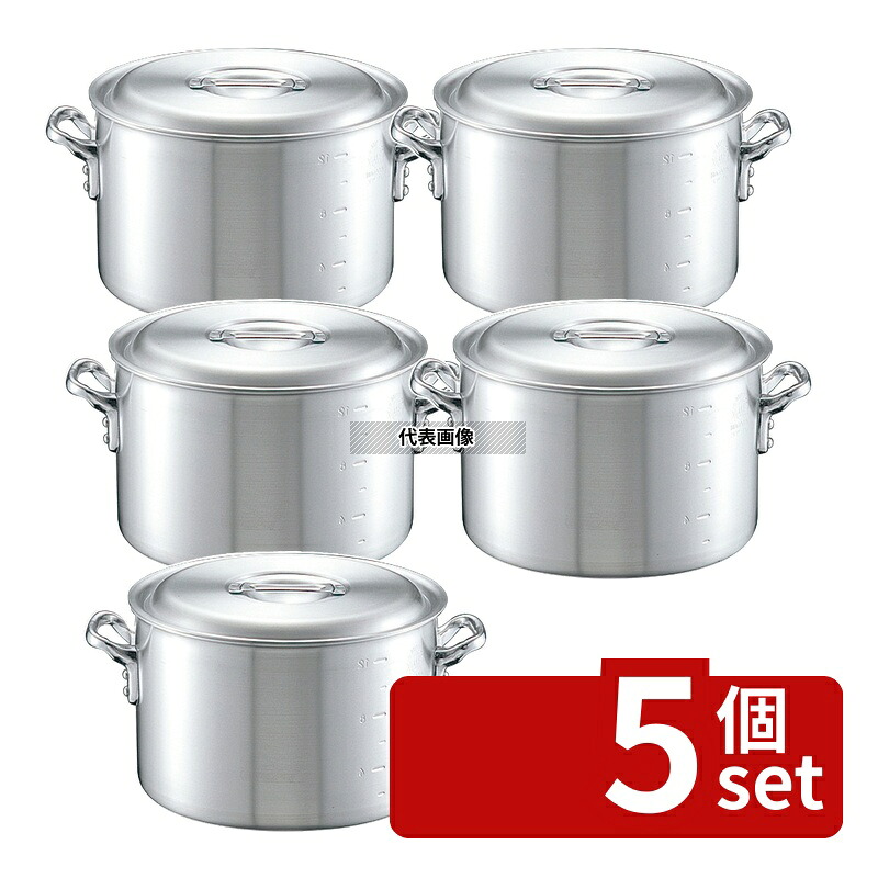 【5個セット】NAKAO(中尾) キング アルミ 半寸胴鍋 (目盛付) 24cm 7.8L φ257 ガス専用 No.0087500 | 業務用 厨房用品 なべ 鍋|セミプロDIY店ファースト