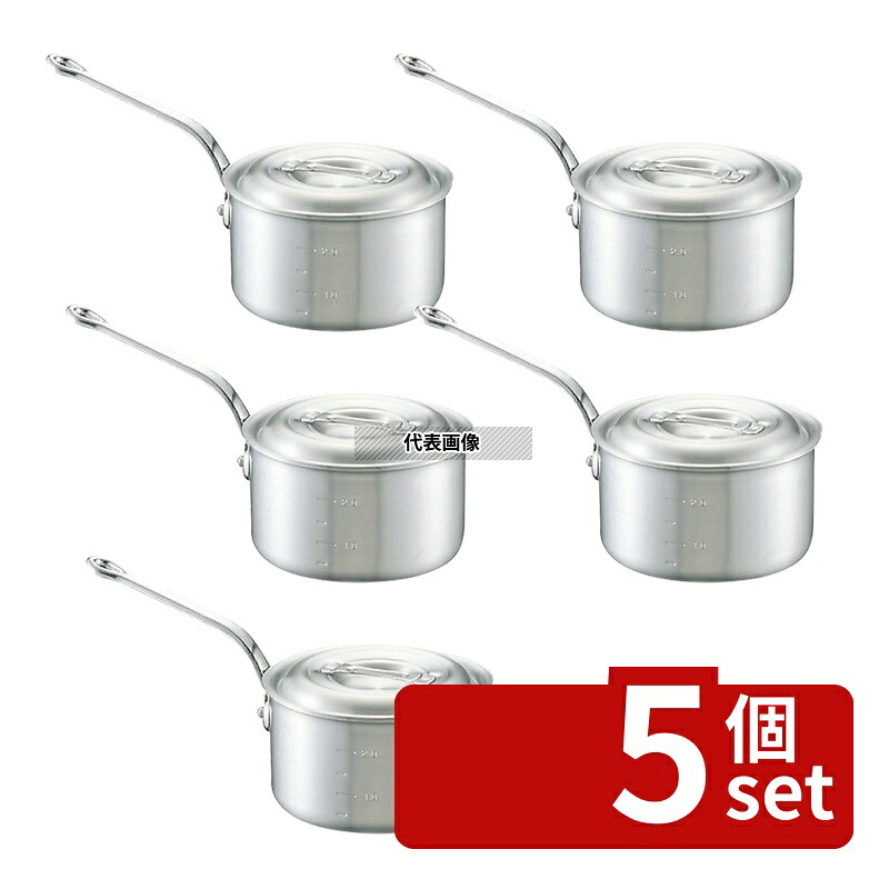 【5個セット】NAKAO(中尾) キング アルミ 深型 片手鍋 (目盛付) 15cm 1.6L φ164 ガス専用 No.0092400|セミプロDIY店ファースト