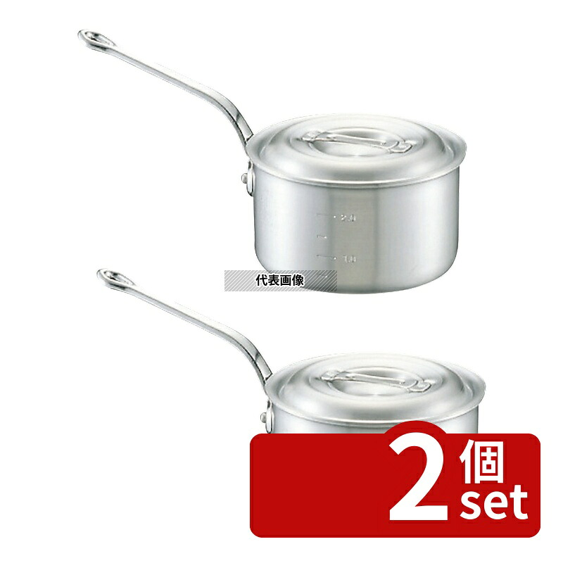 【2個セット】NAKAO(中尾) キング アルミ 深型 片手鍋 (目盛付) 24cm 6.2L φ257 ガス専用 No.0092700|セミプロDIY店ファースト