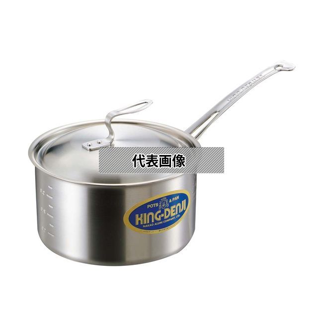 NAKAO(中尾) ニューキングデンジ 深型片手鍋 (目盛付) 18cm 2.7L φ195 No.4328100 IH/ガス兼用鍋