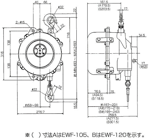 ＥＮＤＯ スプリングバランサー ＥＷＦ−７０ ６０〜７０Ｋｇ １．５ｍ