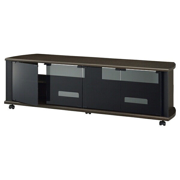 ハヤミ工産(TIMEZ) テレビ台 TV-MS140H 52～60V型対応 1408mm幅 ダークブラウン木目 グレー強化ガラス キャスター付 [時間指定不可]｜セミプロＤＩＹ店ファースト